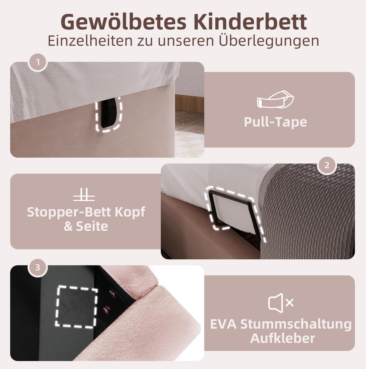 KINDERBETT Polsterbett 90/200 cm aus Samt mit Bettkasten und hydraulischem Lattenrost Rosa - Rosa, Textil (90/200cm) - Modenvie