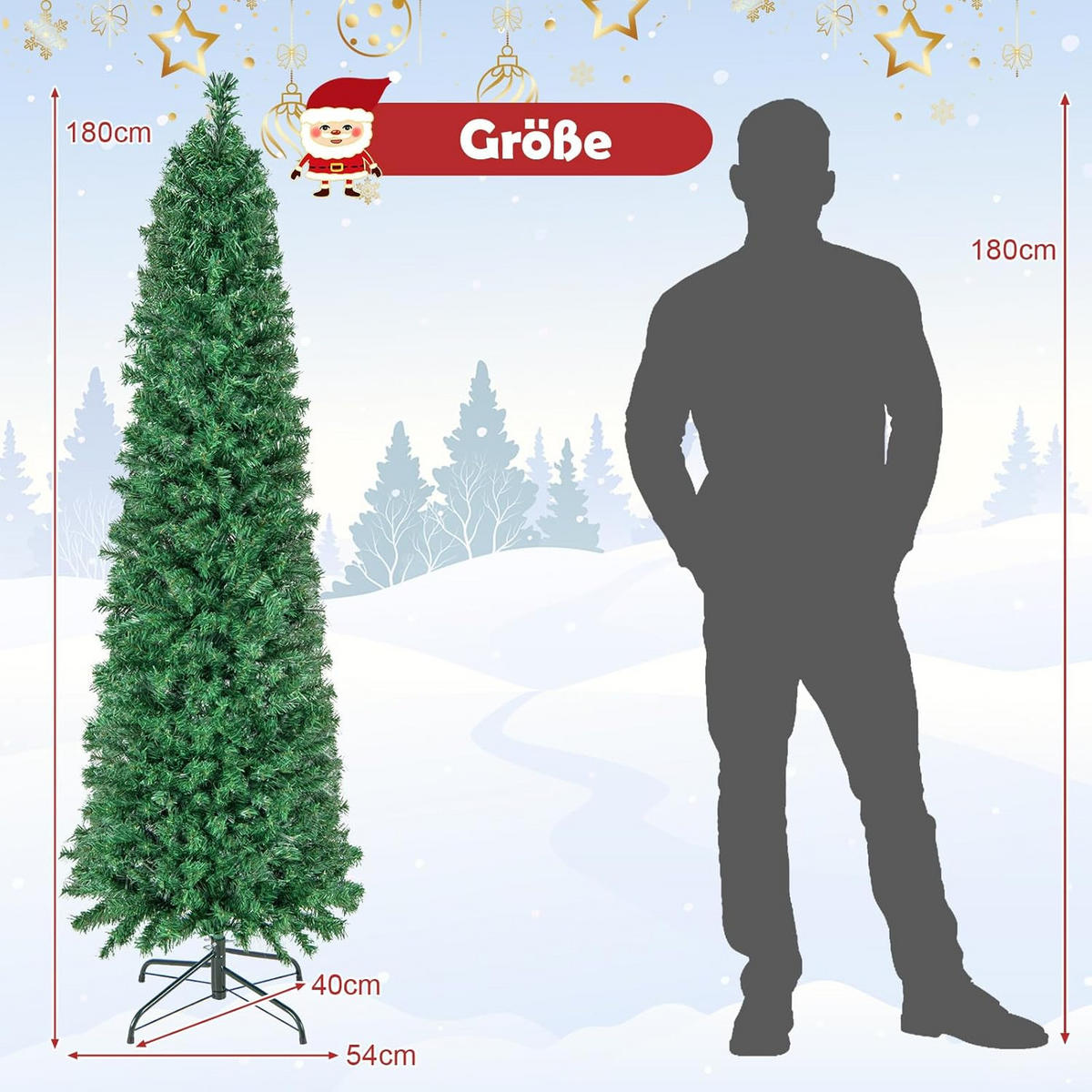 WEIHNACHTSBAUM 180cm Grün - Grün, Kunststoff (180cm) - COSTWAY