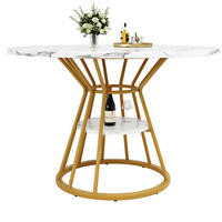 ESSTISCH 100/100/76 cm gold mit Ablagefläche und verstellbaren Füßen aus MDF und Metall - Goldfarben, Holzwerkstoff (100/100/76cm) - OKWISH