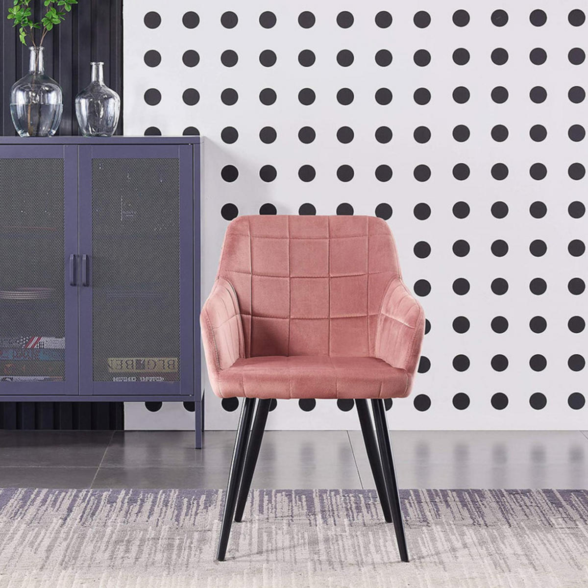 ESSZIMMERSTUHL Samt 6-teilig Rosa - Pink, Metall (55/82/59cm) - Life Interiors