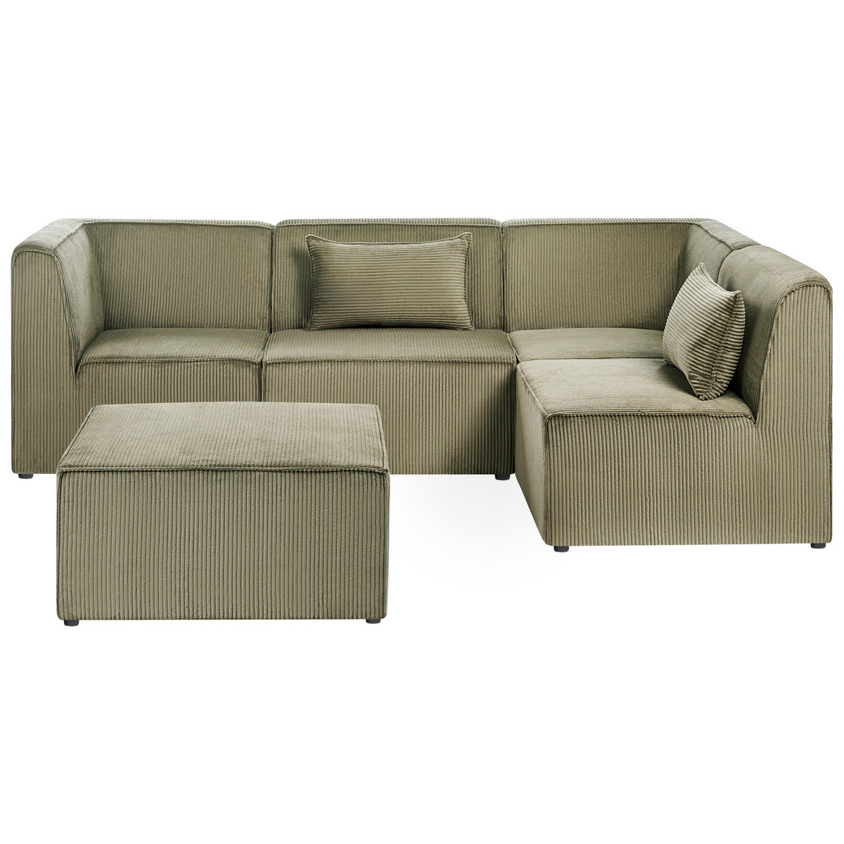 COLȚAR modul cu 4 locuri pe partea stângă verde reps reiat cu otomană Lemvig - verde, material textil (250/166cm) - Beliani