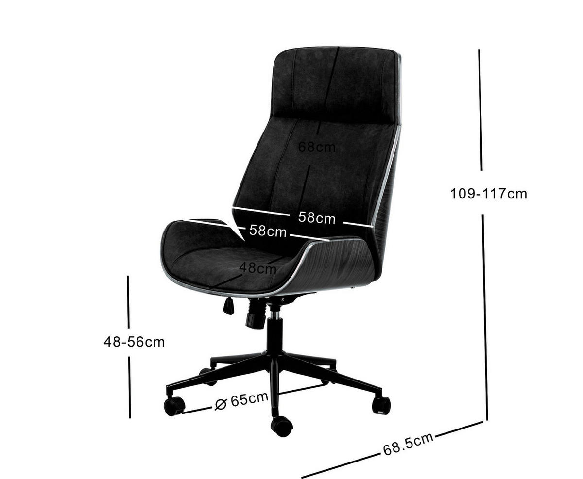 DREHSTUHLSTOFF Schwarz - Schwarz, Textil (59/117/68.5cm) - Nordlys