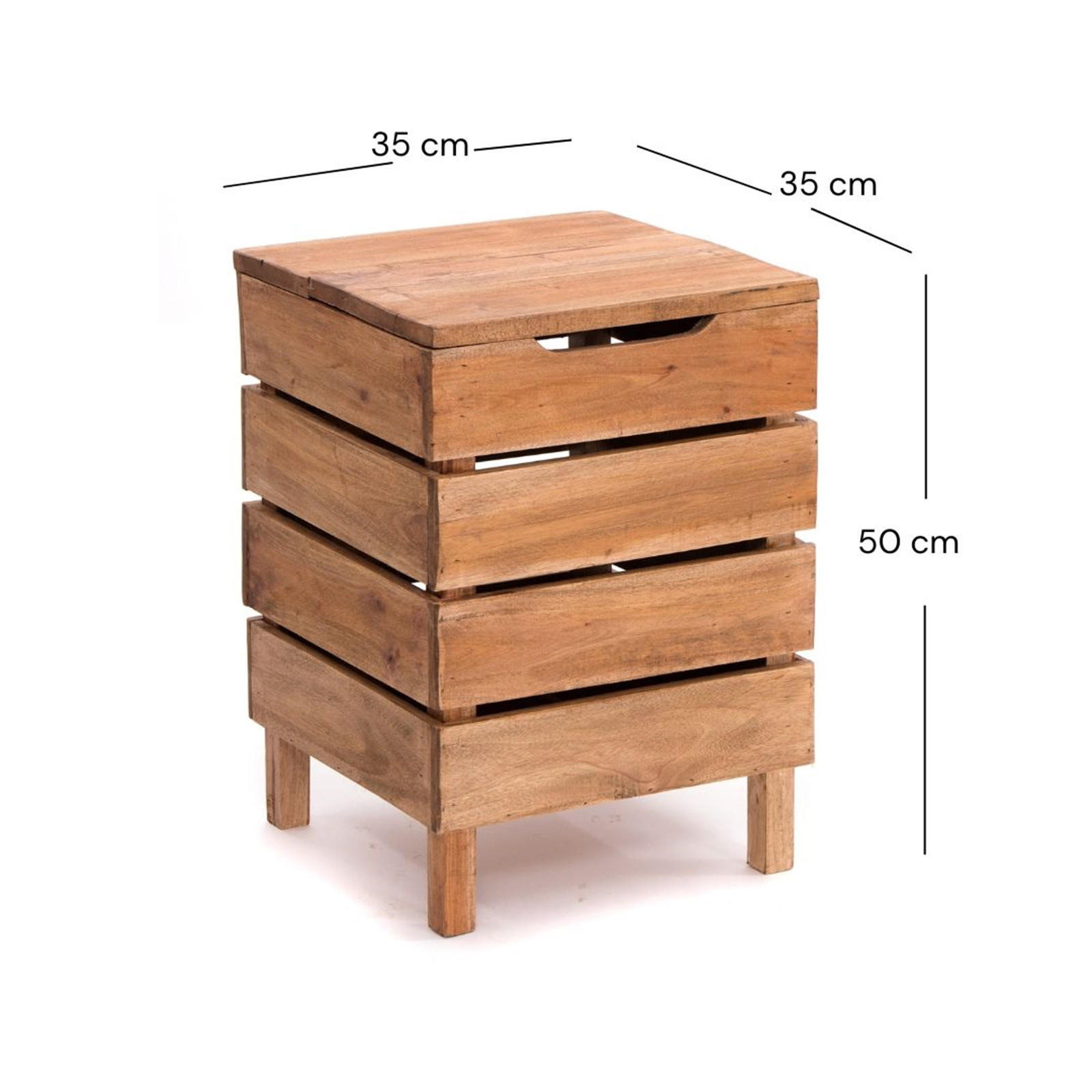 WÄSCHEKORB STORAGE 50 Massivholz, klappbarer Deckel naturfarben - Naturfarben, Holz (35/50/35cm) - DESIGN DELIGHTS