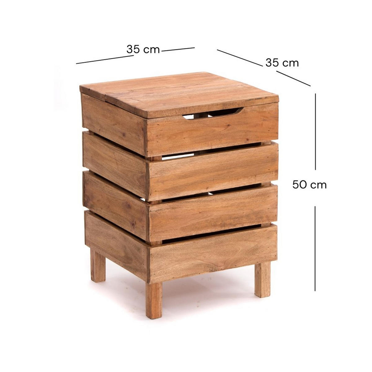 WÄSCHEKORB STORAGE 50 Massivholz, klappbarer Deckel naturfarben - Naturfarben, Holz (35/50/35cm) - DESIGN DELIGHTS