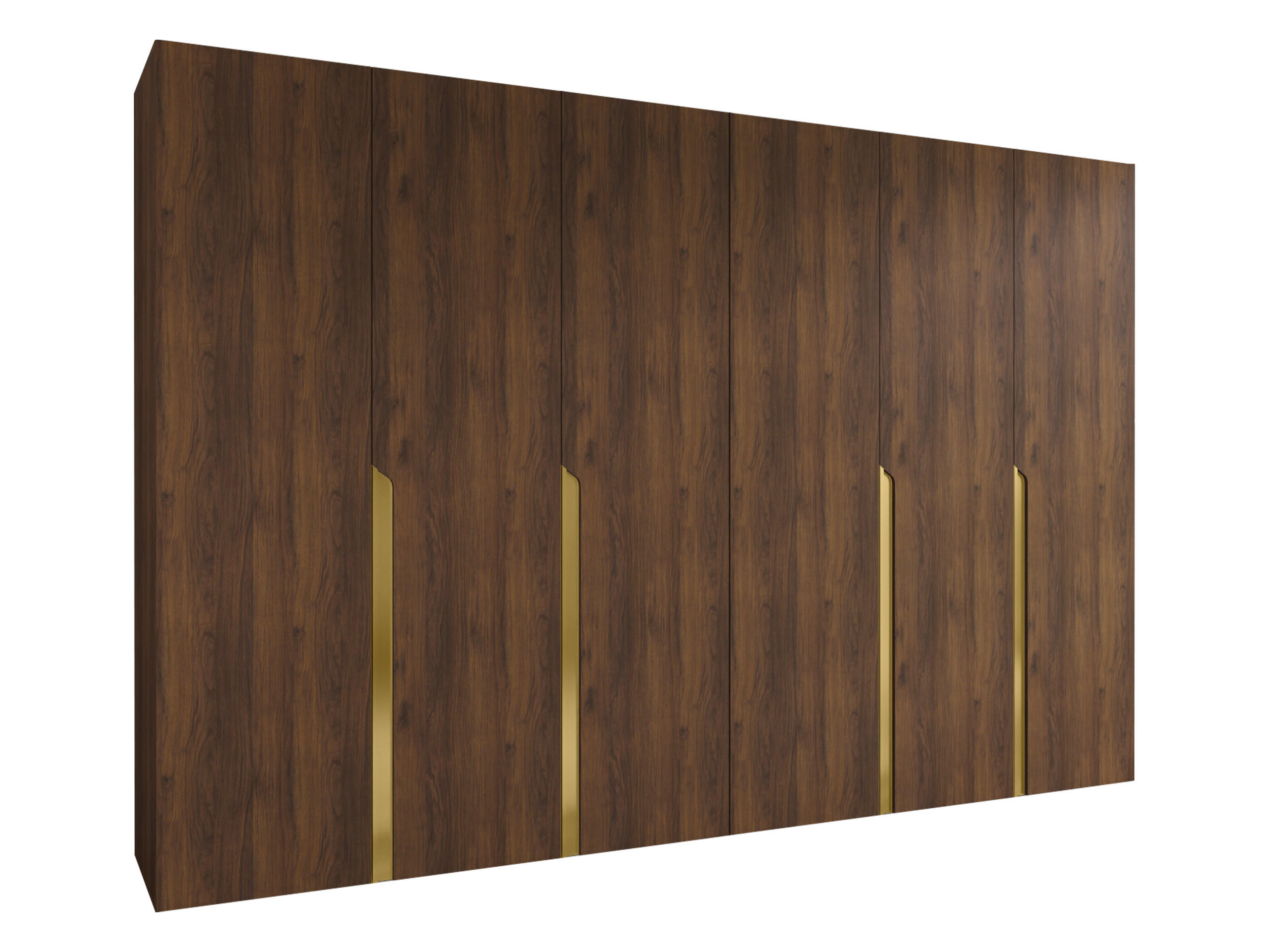DREHTÜRENSCHRANK Mila I 300 - Goldfarben/Nussbaumfarben, Holzwerkstoff/Kunststoff (300/202/52cm) - MIRJAN24