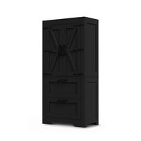 HIGHBOARD DE-38698 60/30/128 cm 2 Schubladen und Scheunentür Schwarz - Schwarz, Holzwerkstoff (60/128/30cm) - ComfortXL