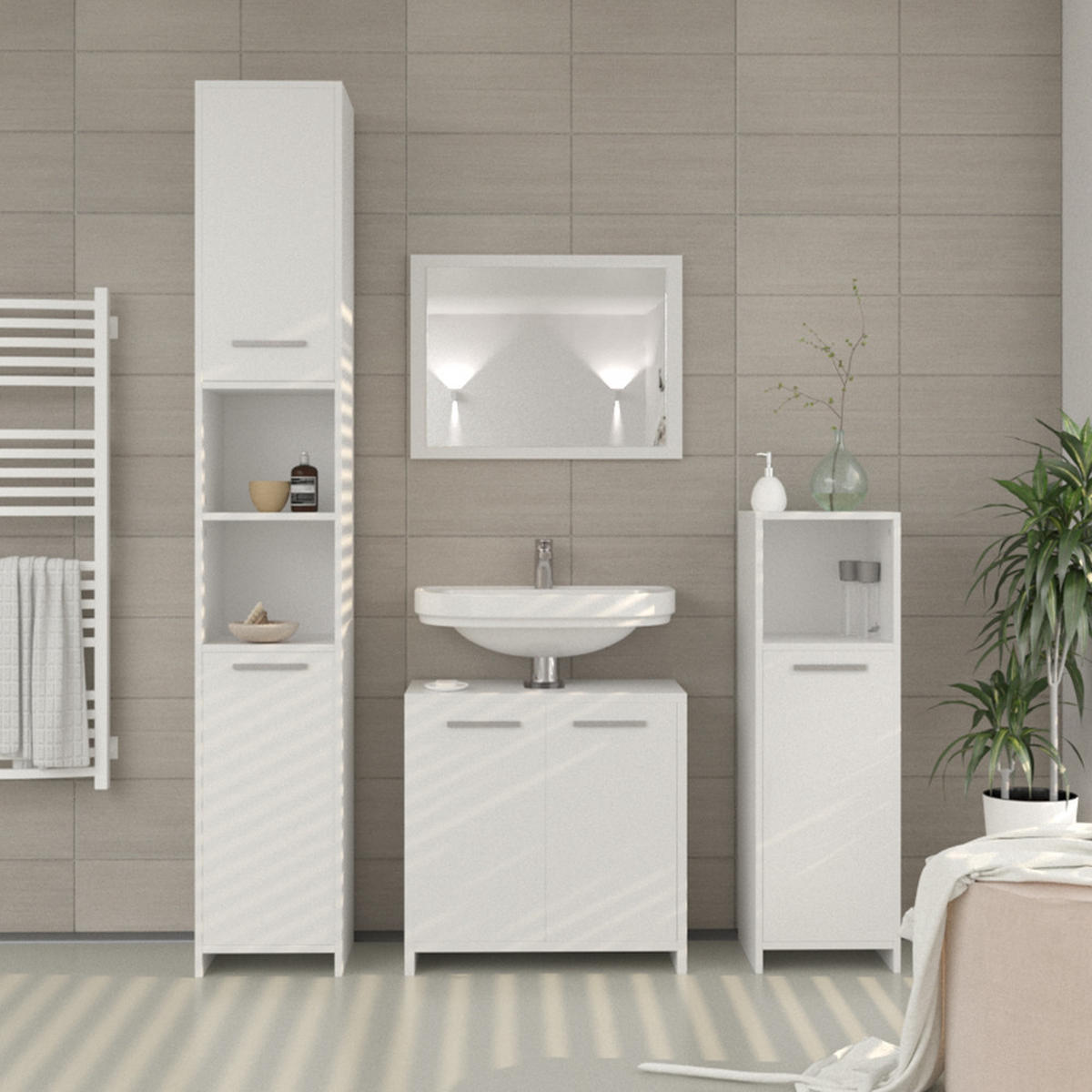 BADMÖBEL-SET Kiko Weiß 2 Teile - Weiß, Holzwerkstoff (58/60/33cm) - Vicco