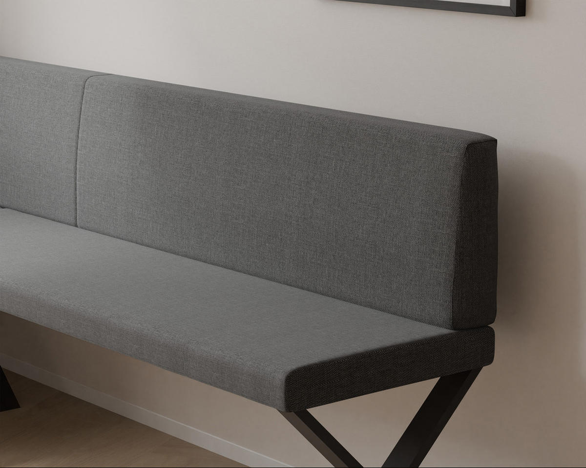 ECKBANK links VERO X Webstoff glatt, 128/168 cm Dunkelgrau - Dunkelgrau, Textil/Metall (128/168cm) - Idohome