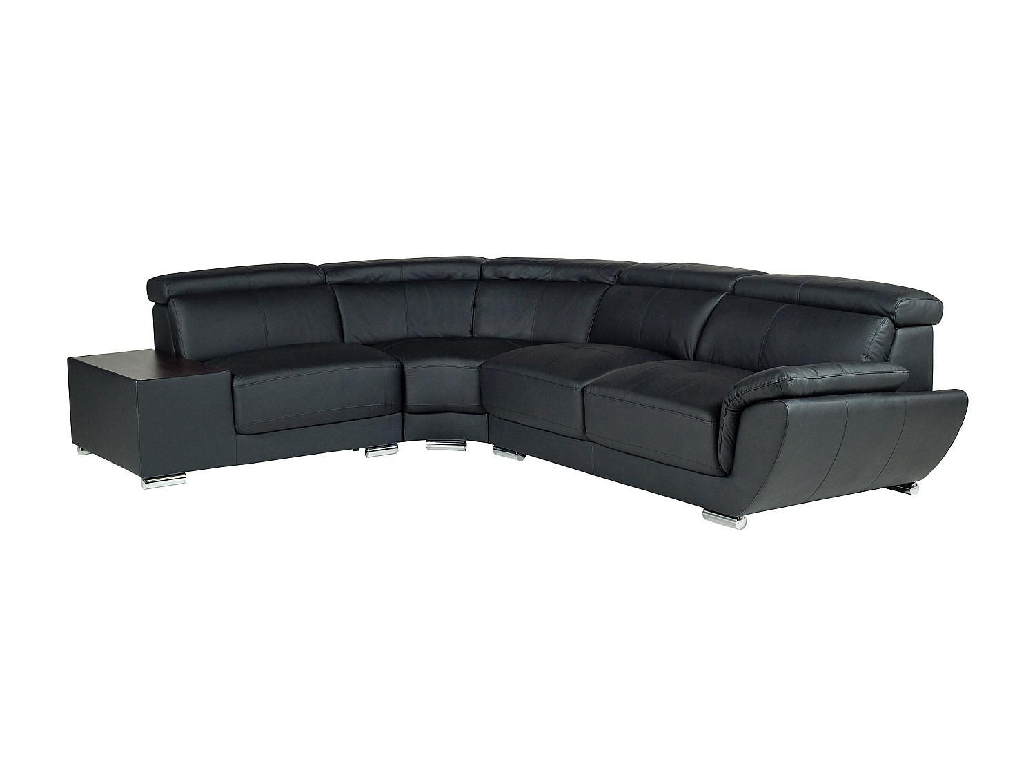 ECKSOFA Leder - Ecke Links - Schwarz - NAHIA - Schwarz, Leder (306/240cm) - Vente-Unique