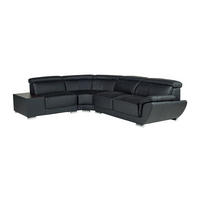 ECKSOFA Leder - Ecke Links - Schwarz - NAHIA - Schwarz, Leder (306/240cm) - Vente-Unique