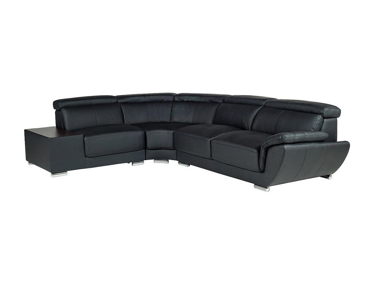 ECKSOFA Leder - Ecke Links - Schwarz - NAHIA - Schwarz, Leder (306/240cm) - Vente-Unique