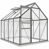 GEWÄCHSHAUS-SCHIEBETÜR, Alu-Polycarbonat mit Fenster, dunkelgrau - Dunkelgrau, Metall (190/199/253cm) - Vallsero