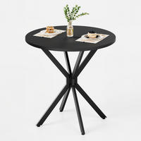 ESSTISCH 80/80/75 cm in Schwarz mit runder Platte und X-Gestell - Schwarz, Metall (80/80/75cm) - BEAOK