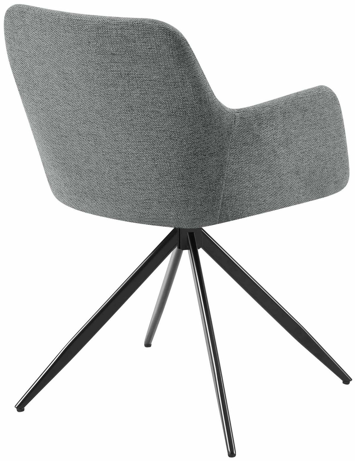 ARMLEHNENSTUHL Stoff grau - Schwarz/Grau, Textil/Metall (56/81/62cm) - CLP