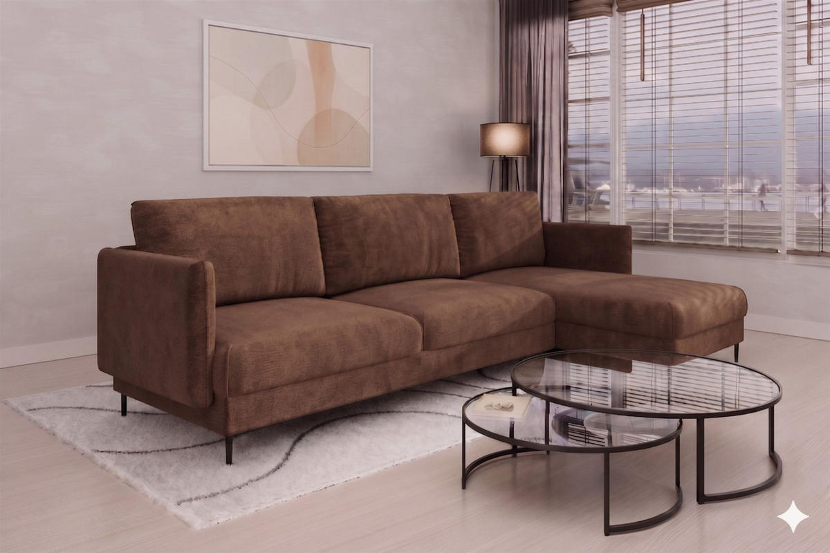 ECKSOFA Helmer In Stoff Vibe - Braun, Holzwerkstoff/Textil (293/164cm) - Fun Möbel