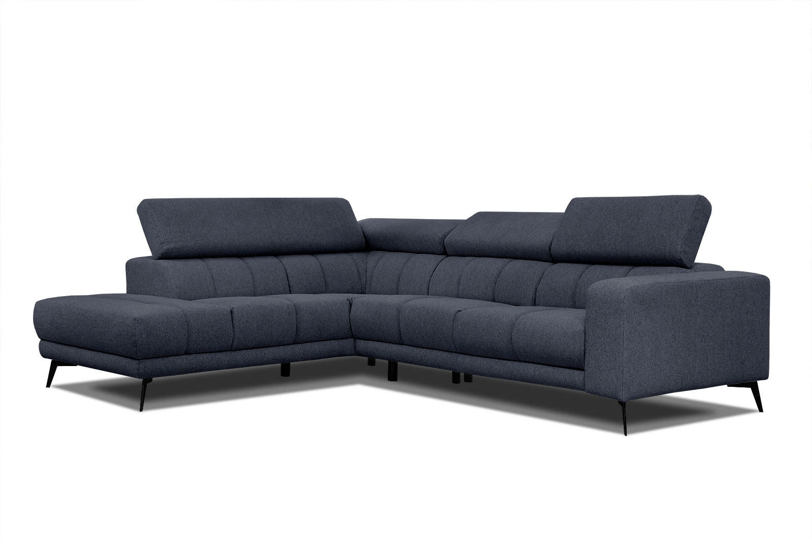 ECKSOFA MORELLO 5-Sitzer, dunkelblau - Schwarz/Dunkelblau, Holzwerkstoff/Textil (158/269cm) - Courtois Laville