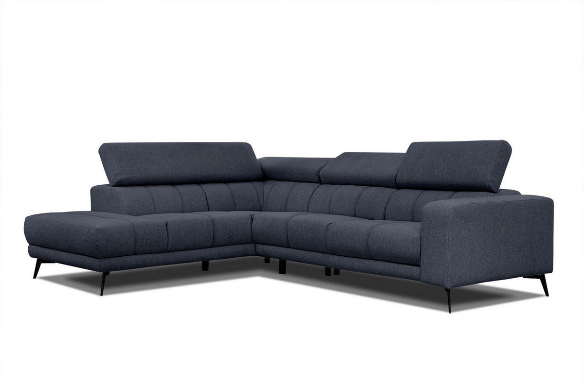 ECKSOFA MORELLO 5-Sitzer, dunkelblau - Schwarz/Dunkelblau, Holzwerkstoff/Textil (158/269cm) - Courtois Laville