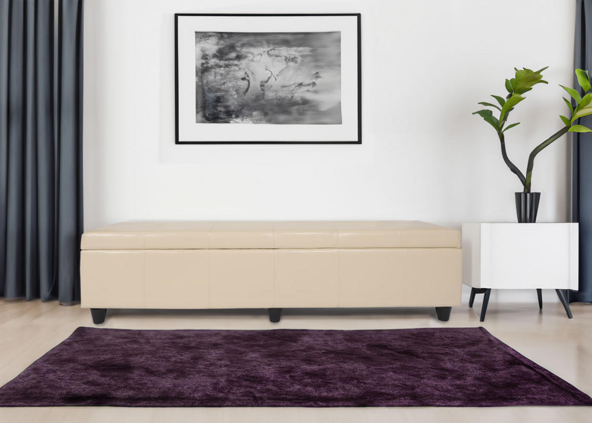 SITZBANK MIT AUFBEWAHRUNG XXL Cremeweiß - Creme, Leder (180/45/45cm) - MCW
