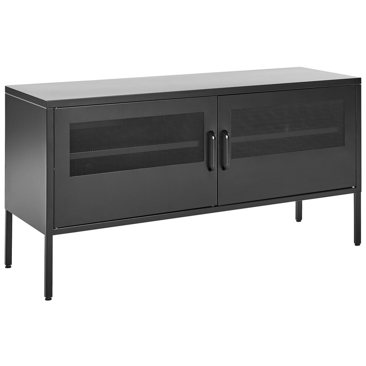 LOWBOARD Metall schwarz 2 Türen Morley - Schwarz, Metall (118/60/40cm) - Beliani