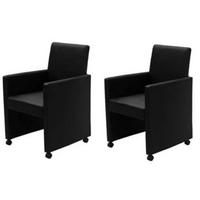 ESSZIMMERSTÜHLE 2 Stk. Schwarz Kunstleder 58.5*65*88cm - Schwarz, Leder (58.5/88/65cm) - ZMH