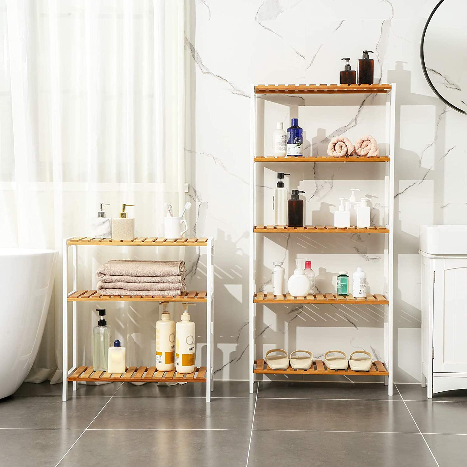 Thumbnail - Hansiro Pflanzenregal, Weiß, Holz, 26x66x60 cm, Badezimmer, Badezimmerregale, Badregale