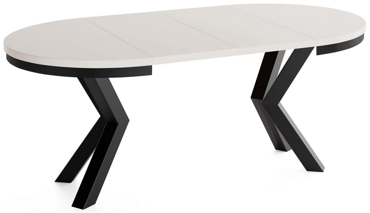 ESSTISCH Clara runder ausziehbarer, Kaschmir Grau Beige 120-200/120/76 cm - Kaschmir/Beige, Holzwerkstoff/Metall (120/200/76cm) - WFL GROUP
