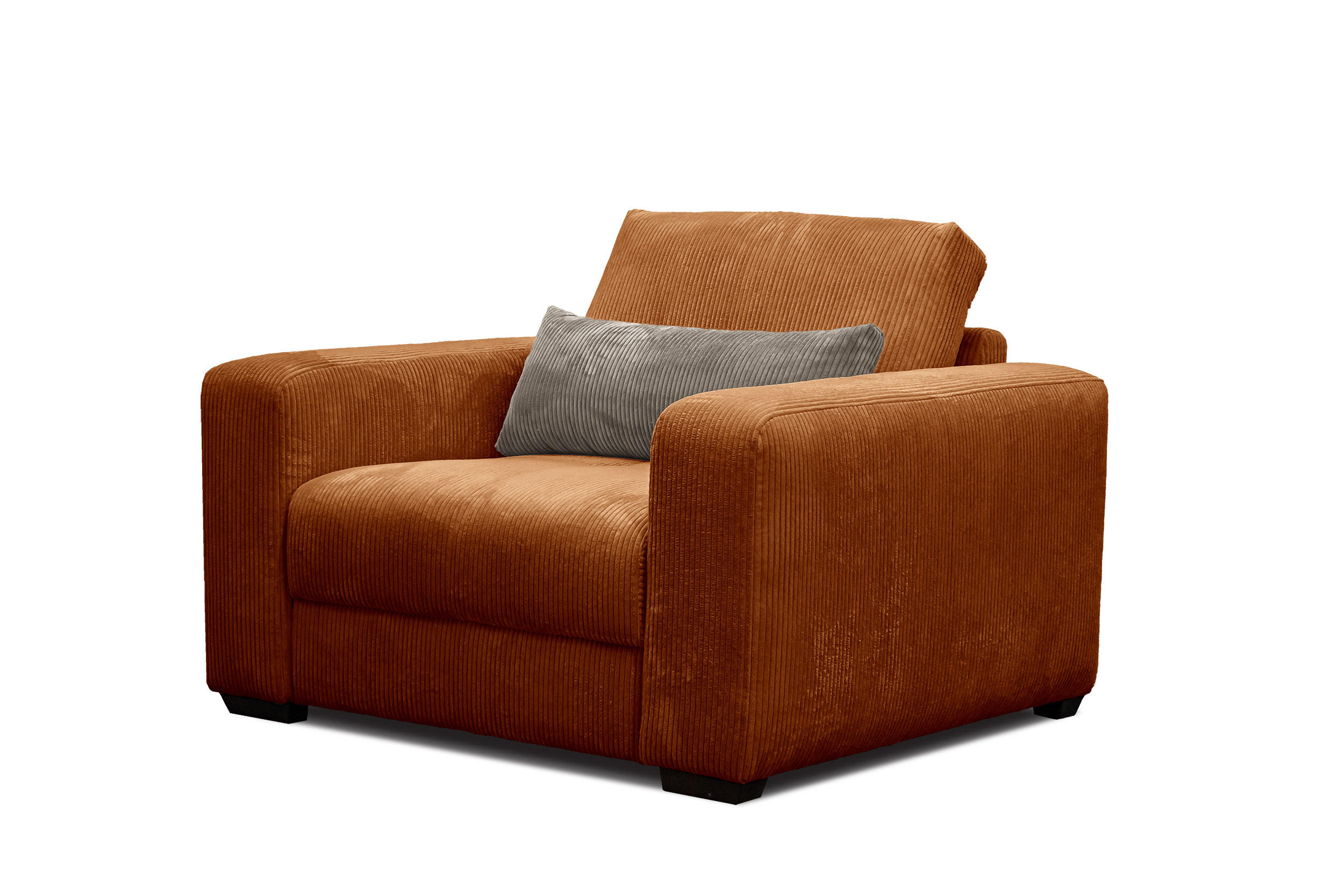 SESSEL OLI in Cordstoff orange - Orange, Holz/Textil (130/91/108cm) - Courtois Laville