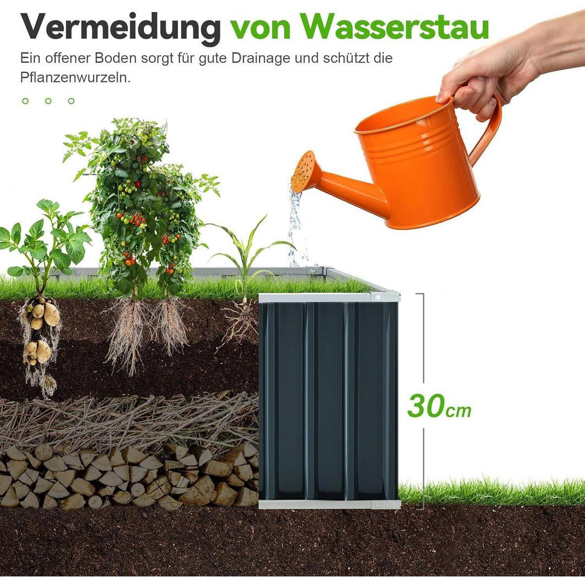 HOCHBEET Metall 174 x 90 x 30 cm Grau - Grau, Metall (91.4/30.5/172.7cm)