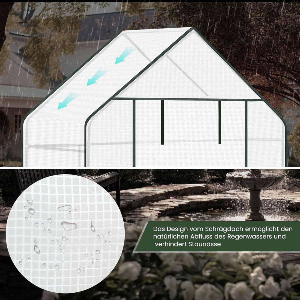 FOLIENGEWÄCHSHAUS, Metallgestell, 143 x 195 x 73 cm, Weiß - Weiß, Textil/Metall (143/195/73cm) - Woltu