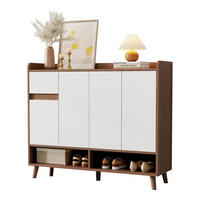 SCHUHSCHRANK WEISS mit 4 Türen und 1 Schublade verstellbares Regal 120x35x99 cm - Weiß, Holzwerkstoff (35/99/120cm) - Fuleadture