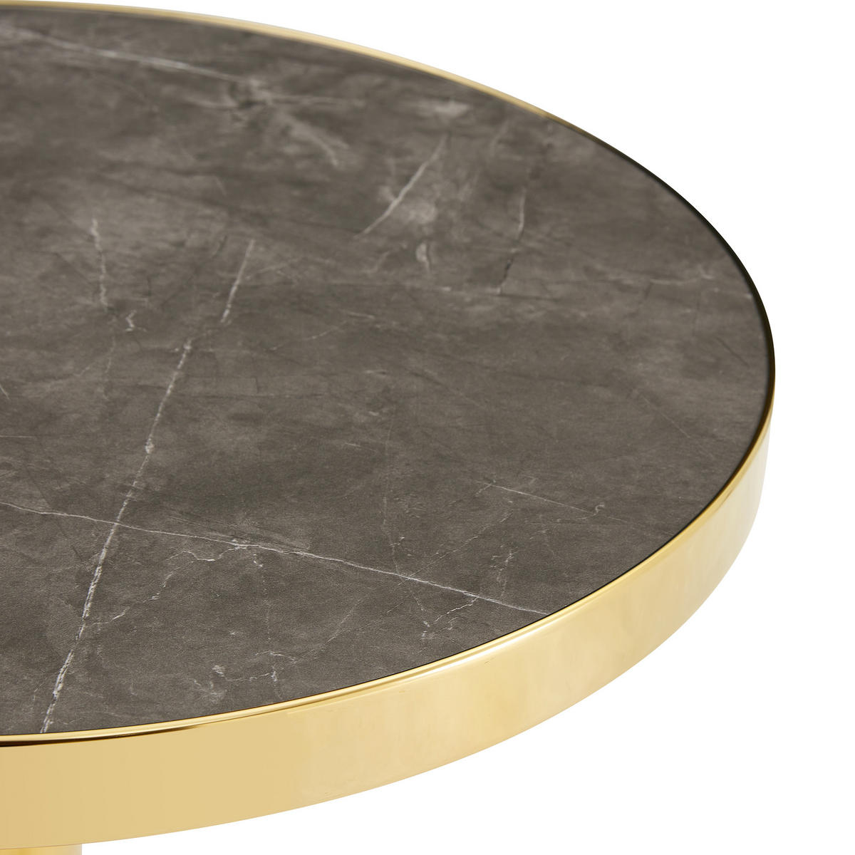 BEISTELLTISCH rund Grau/Gold Marmoroptik Edelstahlgestell - Goldfarben/Grau, Holzwerkstoff (60/60/73.3cm)