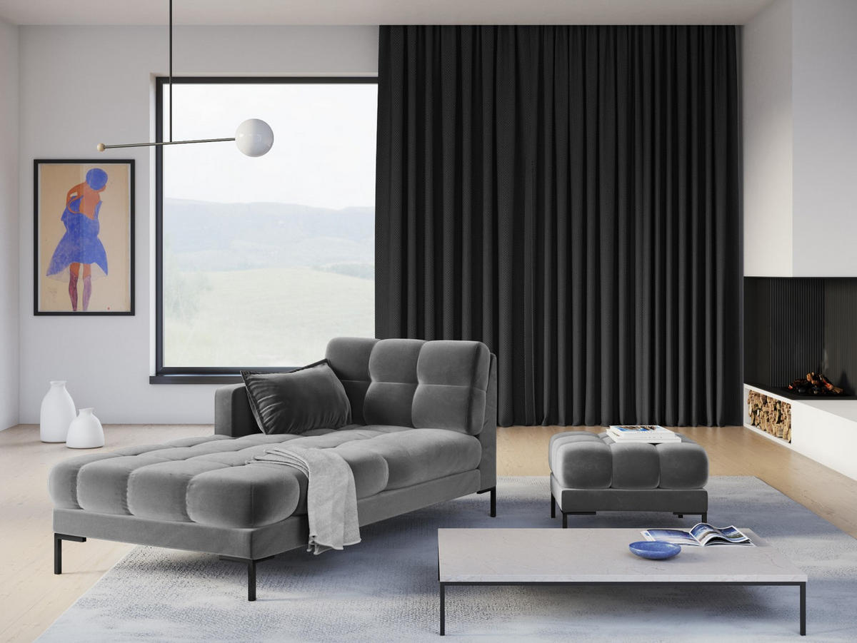 POUF Mamaia aus Samt hellgrau - Hellgrau, Textil (60/41/60cm) - Micadoni