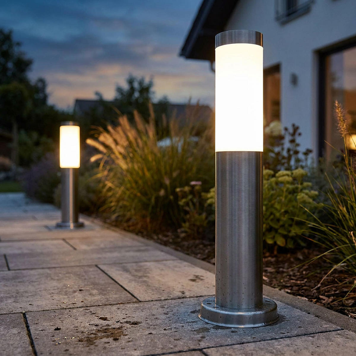 LED SOCKELLEUCHTE Edelstahl Silber - Silberfarben, Metall (12.5/12.5/45cm) - ETT