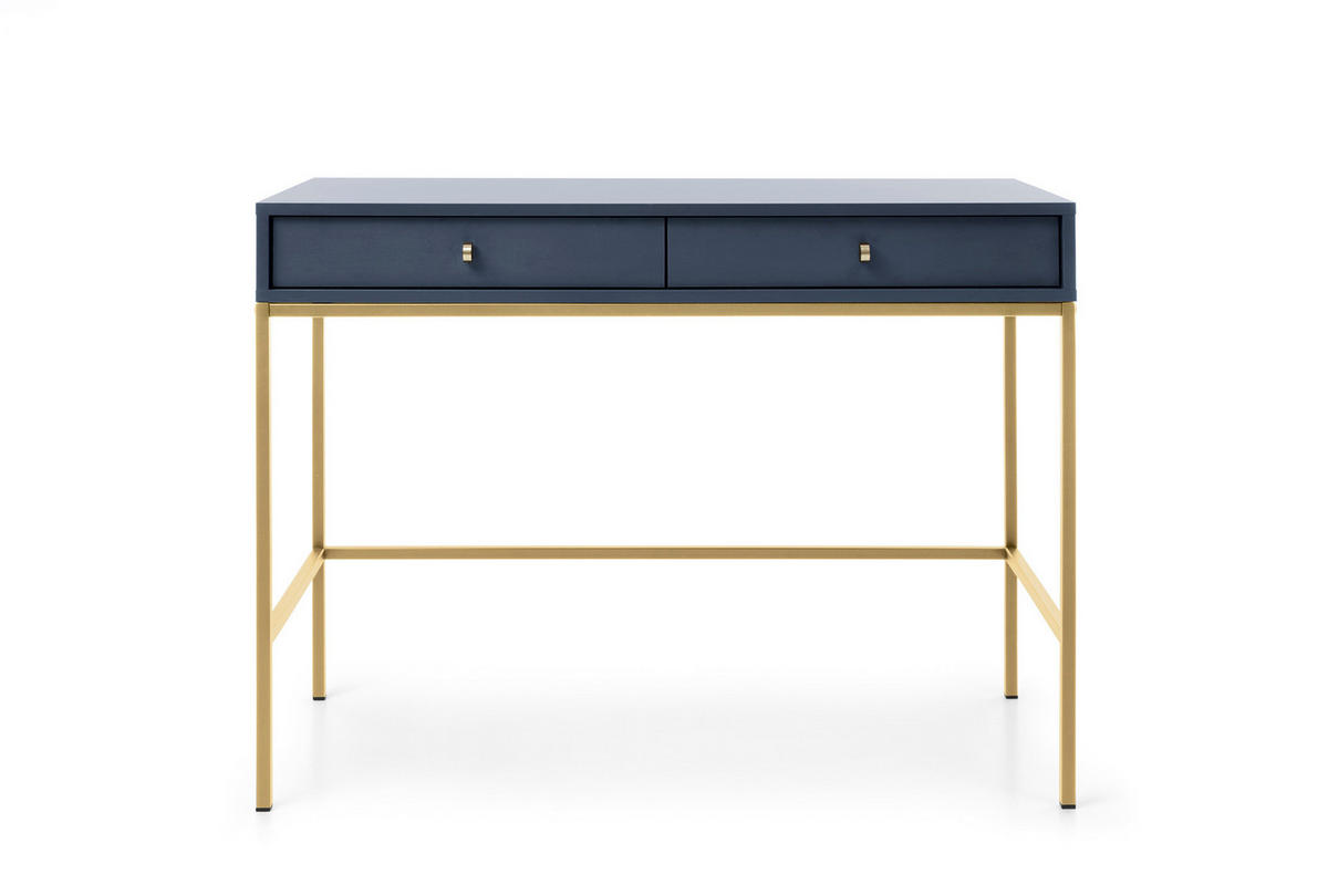 KONSOLENTISCH BARI T2SZ (Blau, Goldene Griffe, Goldenes Gestell, Schubladen) - Goldfarben/Dunkelblau, Holz/Holzwerkstoff (50/104/78cm) - Ravio
