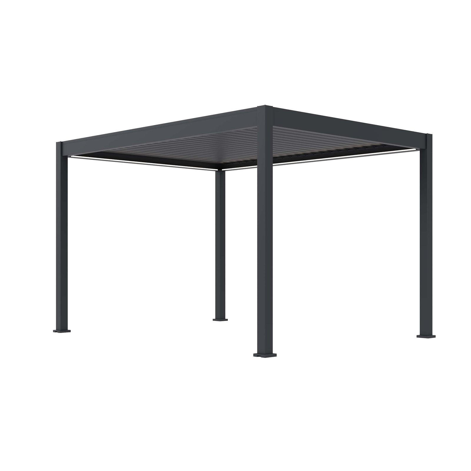 PERGOLA Terrassenüberdachung E-Superior elektrische Pergola mit LED Voll Aluminium 3 x 4 M - Anthrazit, Metall (400/255/300cm) - PergoLine