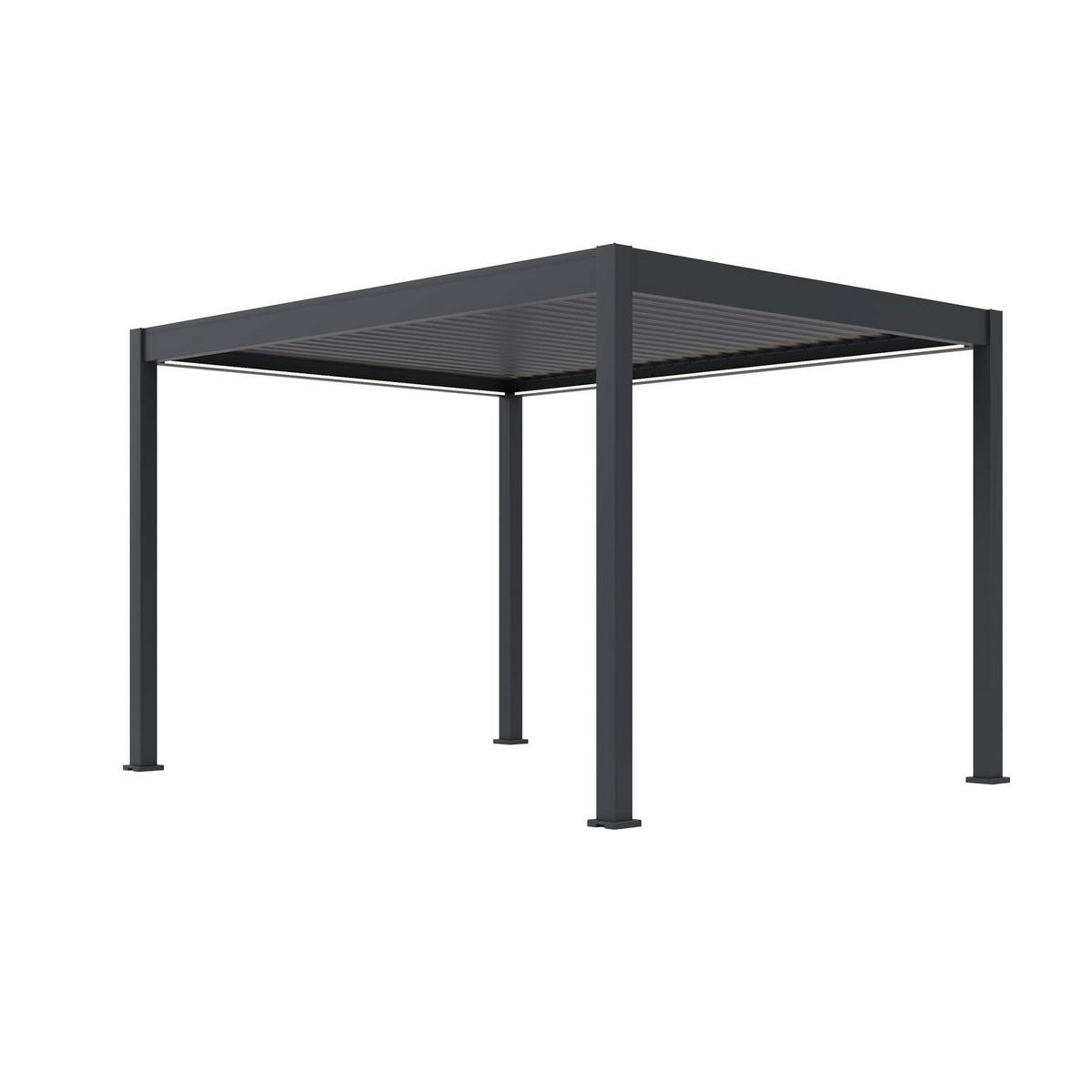 PERGOLA Terrassenüberdachung E-Superior elektrische Pergola mit LED Voll Aluminium 3 x 4 M - Anthrazit, Metall (400/255/300cm) - PergoLine