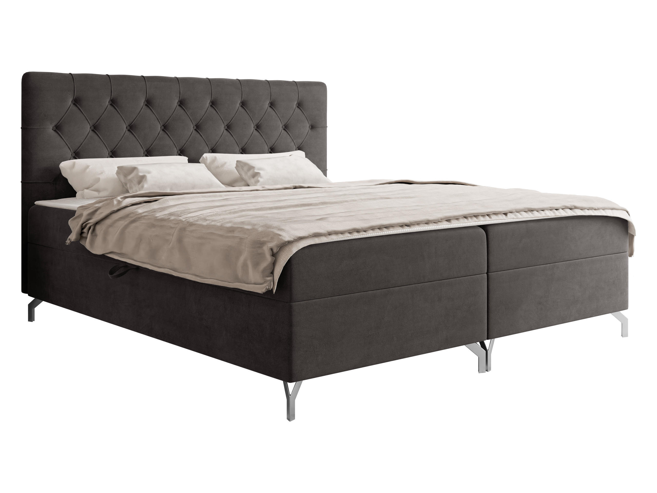 BOXBETT Guilette - H3 - Dunkelgrau/Silberfarben, Holz/Holzwerkstoff (140/200cm) - MIRJAN24