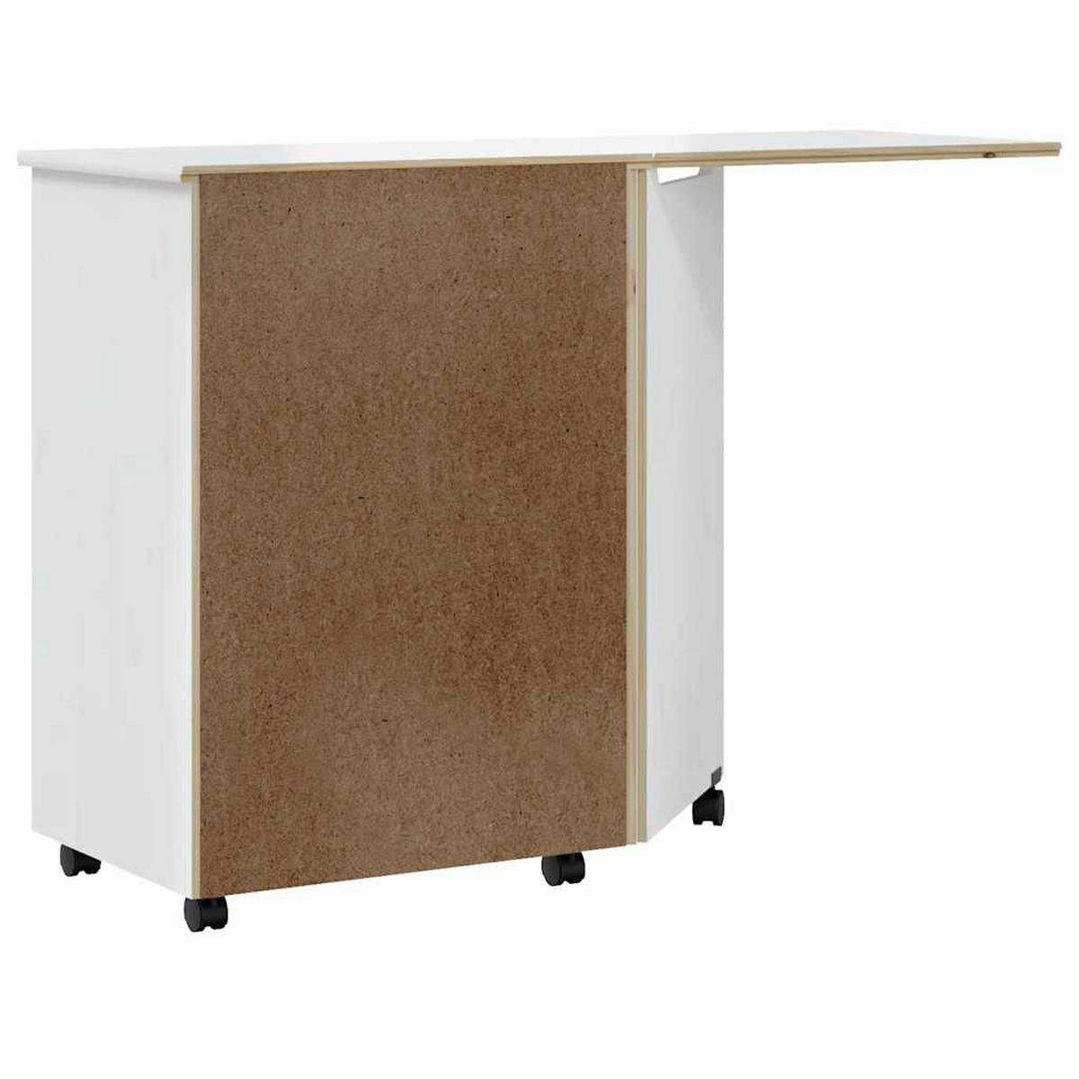 ROLLSCHRANK Mit Schreibtisch Moss Weiss Massivholz Kiefer - Weiß, Holz (105.5/39/74.5cm) - vidaXL