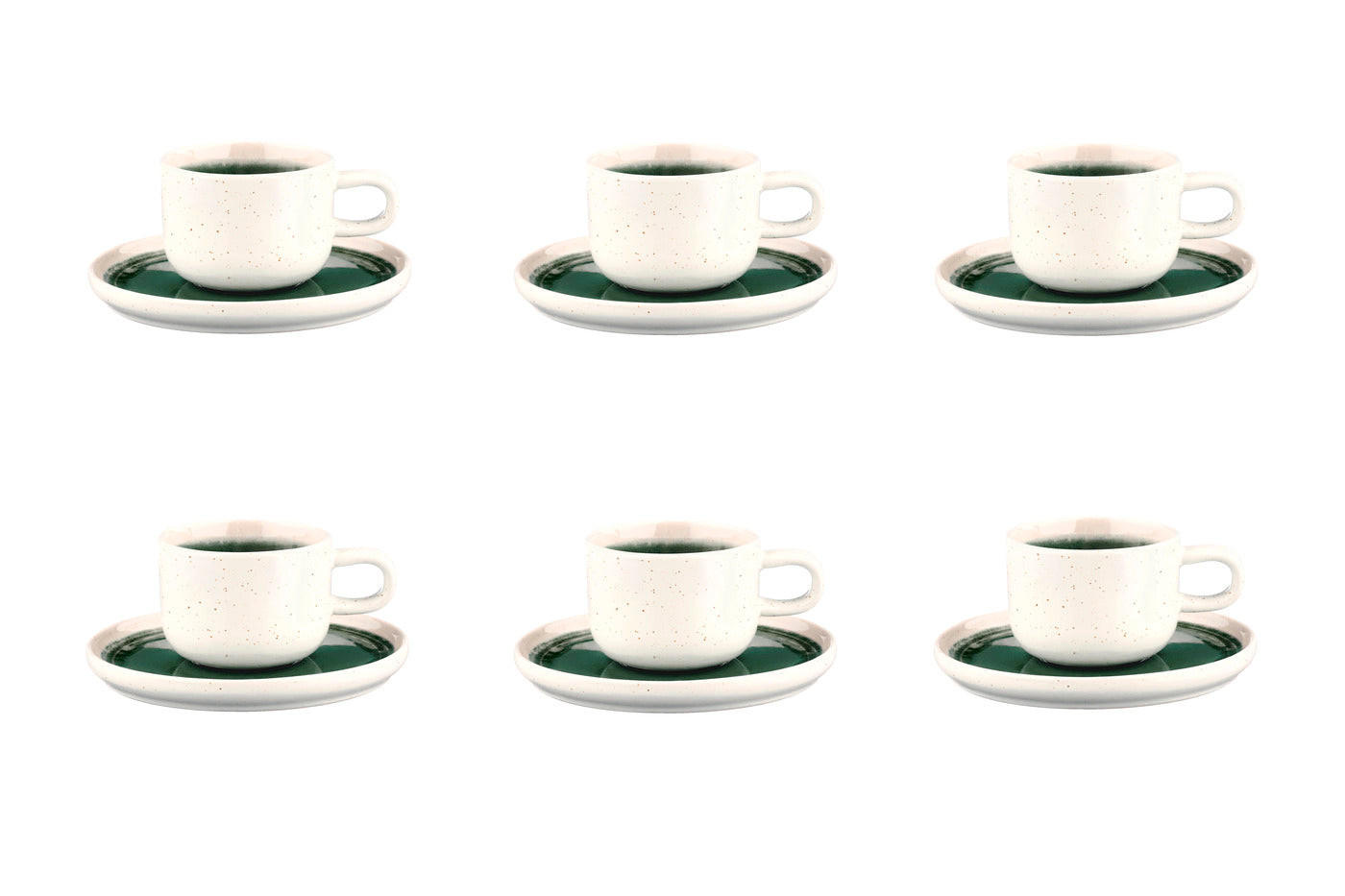 TASSEN 200ml und Untertasse Ø15cm Oxygen - 12er-Set - Graugrün - Grün, Keramik (15/7/15cm) - Björn