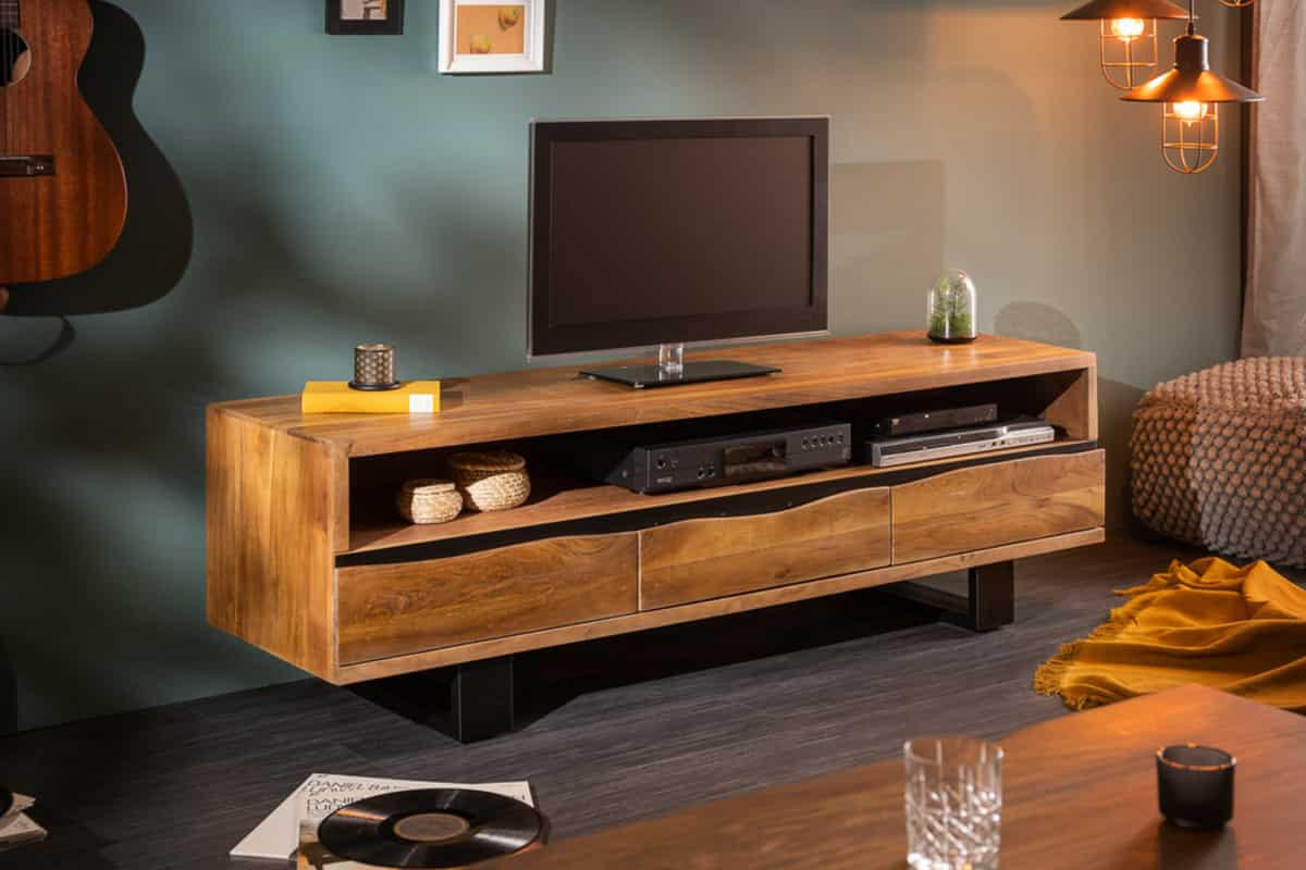 TV-LOWBOARD MAMMUT Akazie 160cm - Schwarz/Braun, Holz/Metall (160/50/41cm) - riess-ambiente