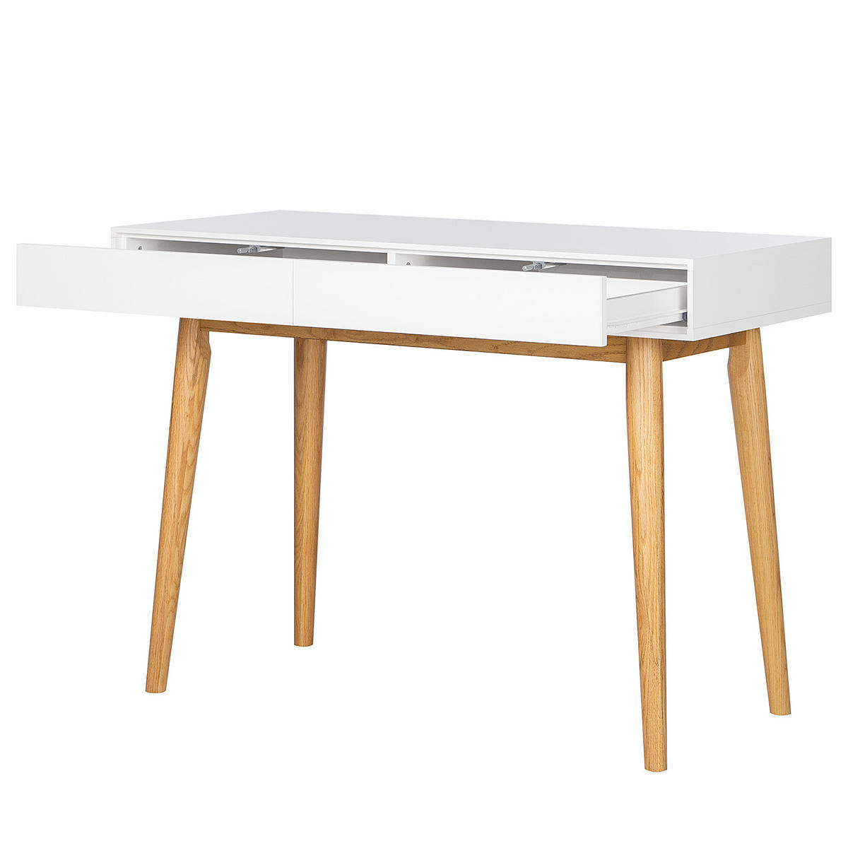 SCHREIBTISCH mit 2 Schubladen - Weiß / Eiche - Weiß, Holzwerkstoff (50/110/80cm) - home24