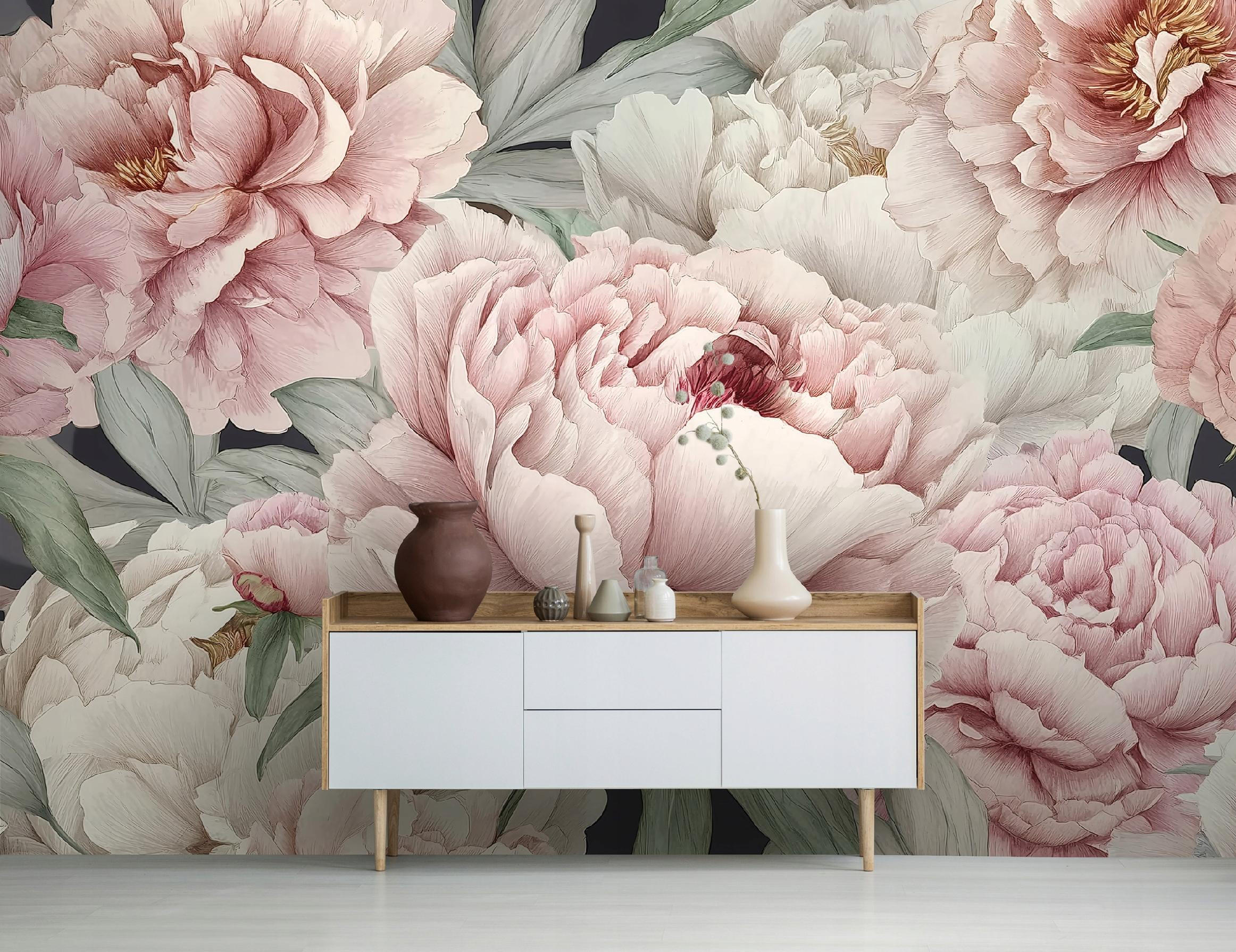 FOTOTAPETE Blumen Pfingstrosen Rosa 200x140 cm - Multicolor, Papier (200/140cm) - Wallarena