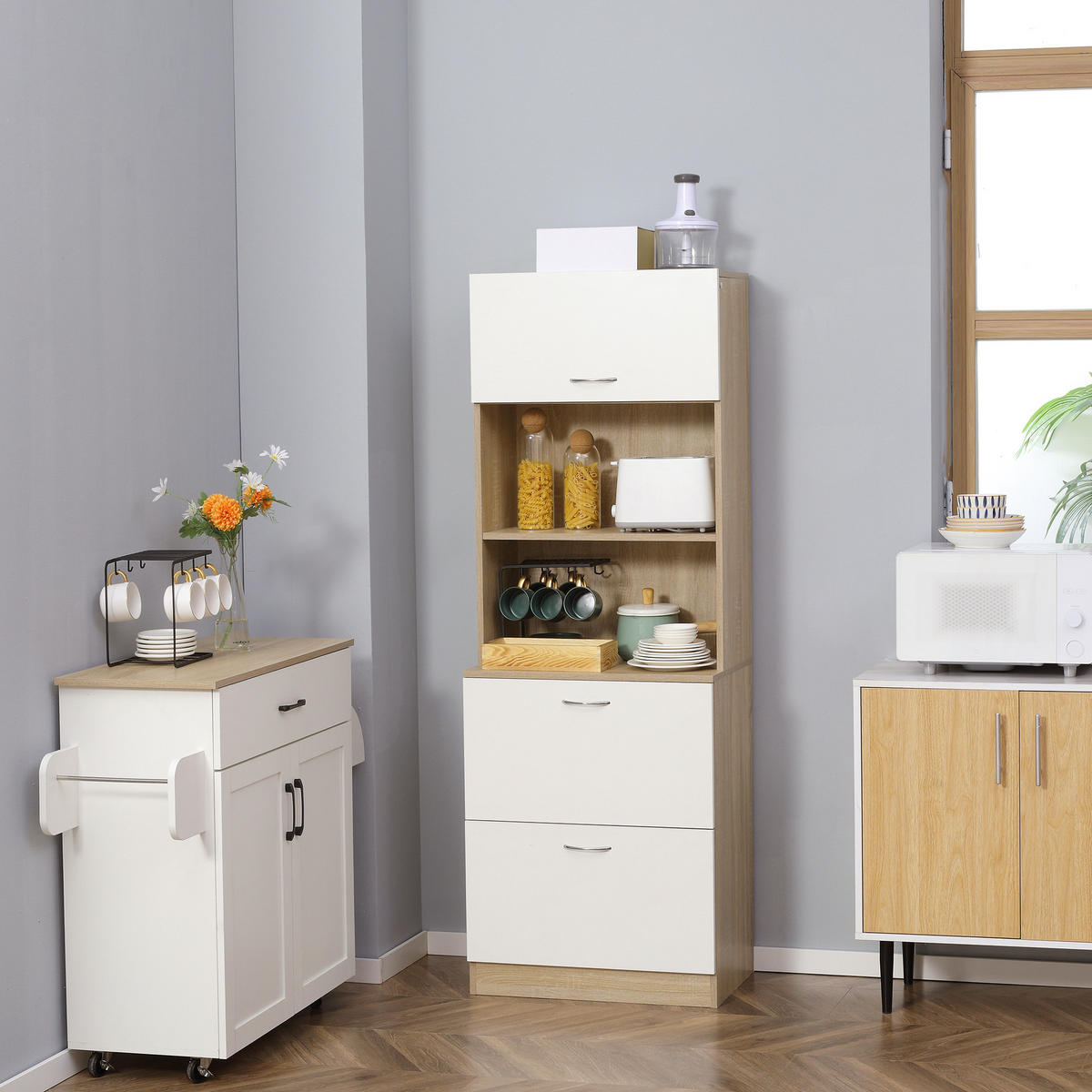 HIGHBOARD DE-11021 2 Schubladen Weiß - Weiß, Holzwerkstoff (38/168/60cm) - ComfortXL