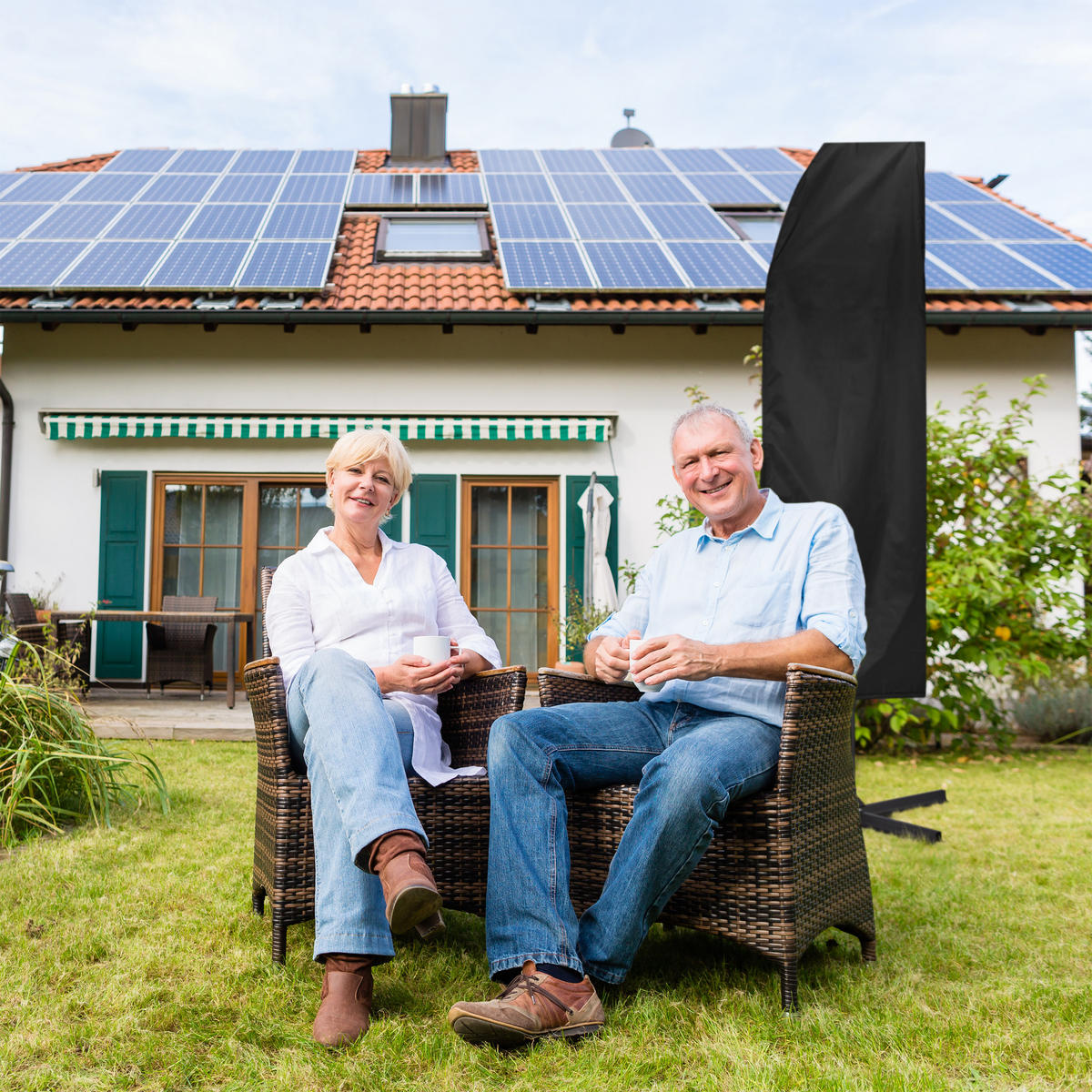 SONNENSCHIRM-SCHUTZHÜLLE - Schwarz, Textil (74/260/0.4cm) - Relaxdays