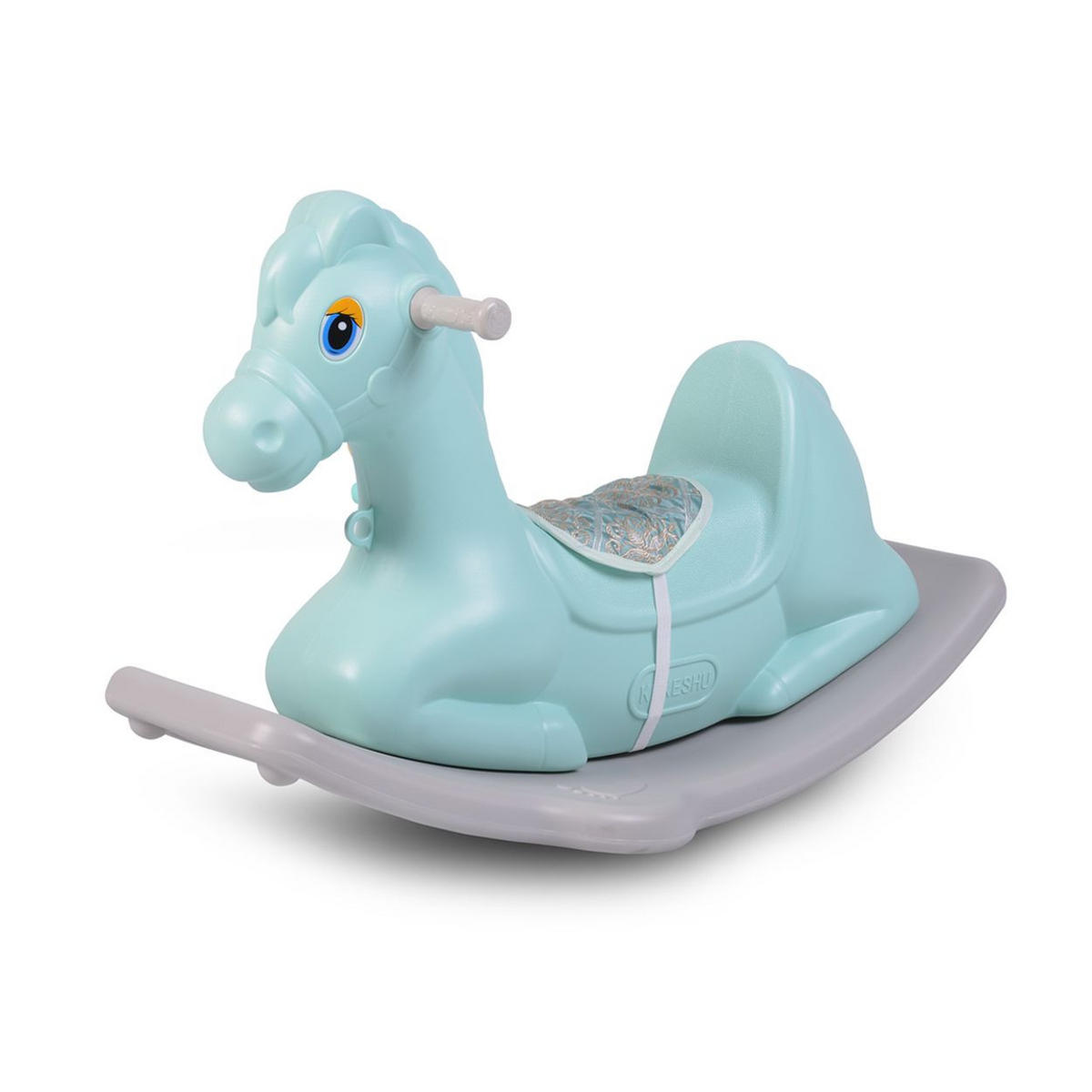 SCHAUKELPFERD Napoleon 18101 blau Kunststoff, breiter ergonomischer Sitz, bis 40 kg, ab 1 Jahr - Grau, Kunststoff (39/50/79cm) - Moni