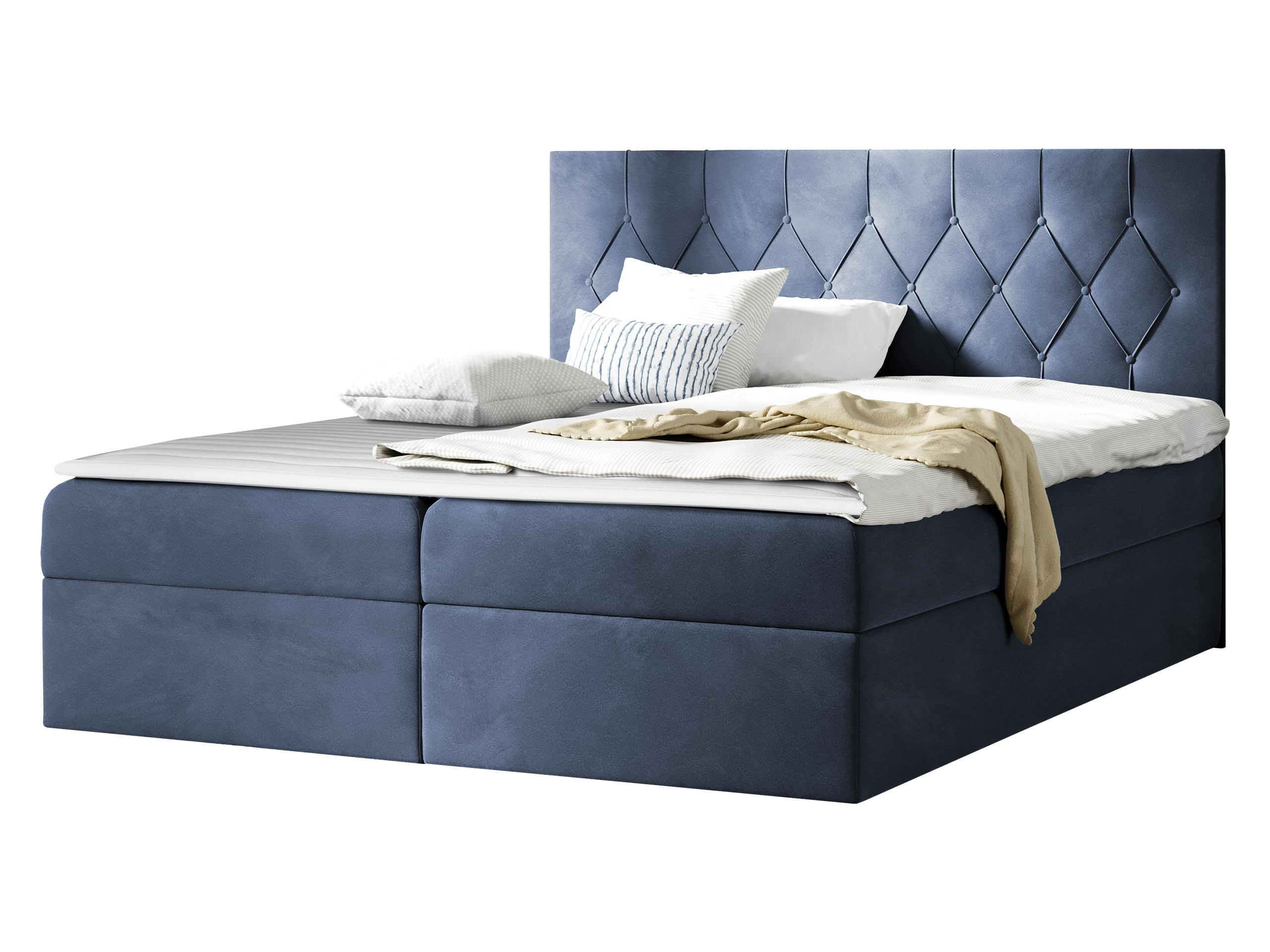 Mirjan24 Boxbett Blau 200x200 cm