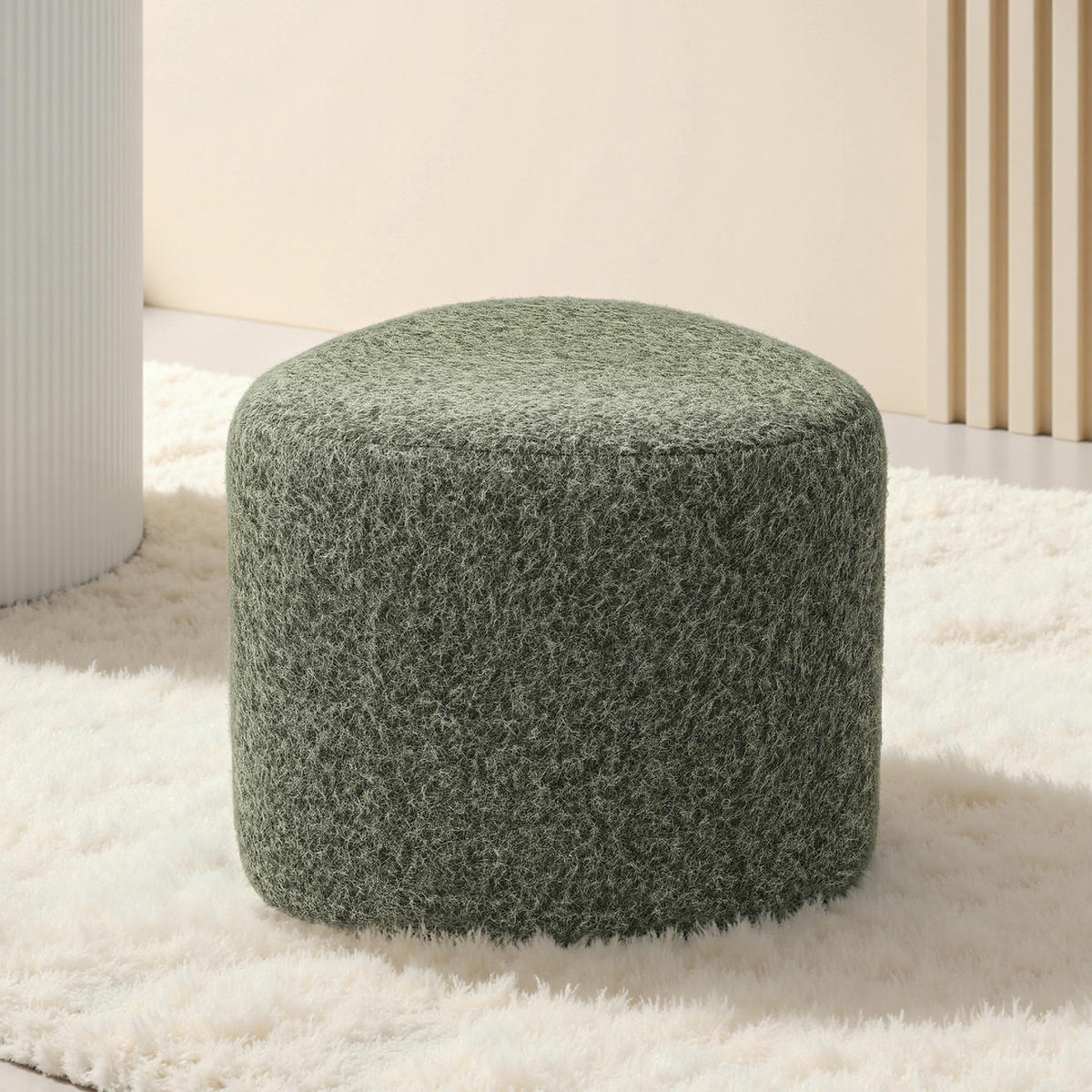 POUF, Thorny fabric / MDF, Grün - Grün, Holz (43/37.5/43cm) - Hometopia