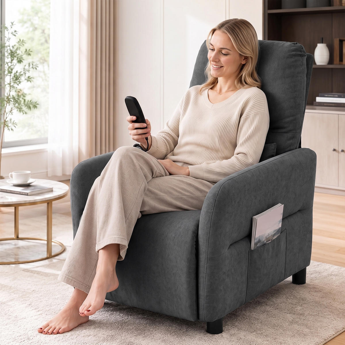 MASSAGESESSEL Polyester Dunkelgrau - Dunkelgrau/Schwarz, Holzwerkstoff/Kunststoff (87/100/77cm) - HOMCOM