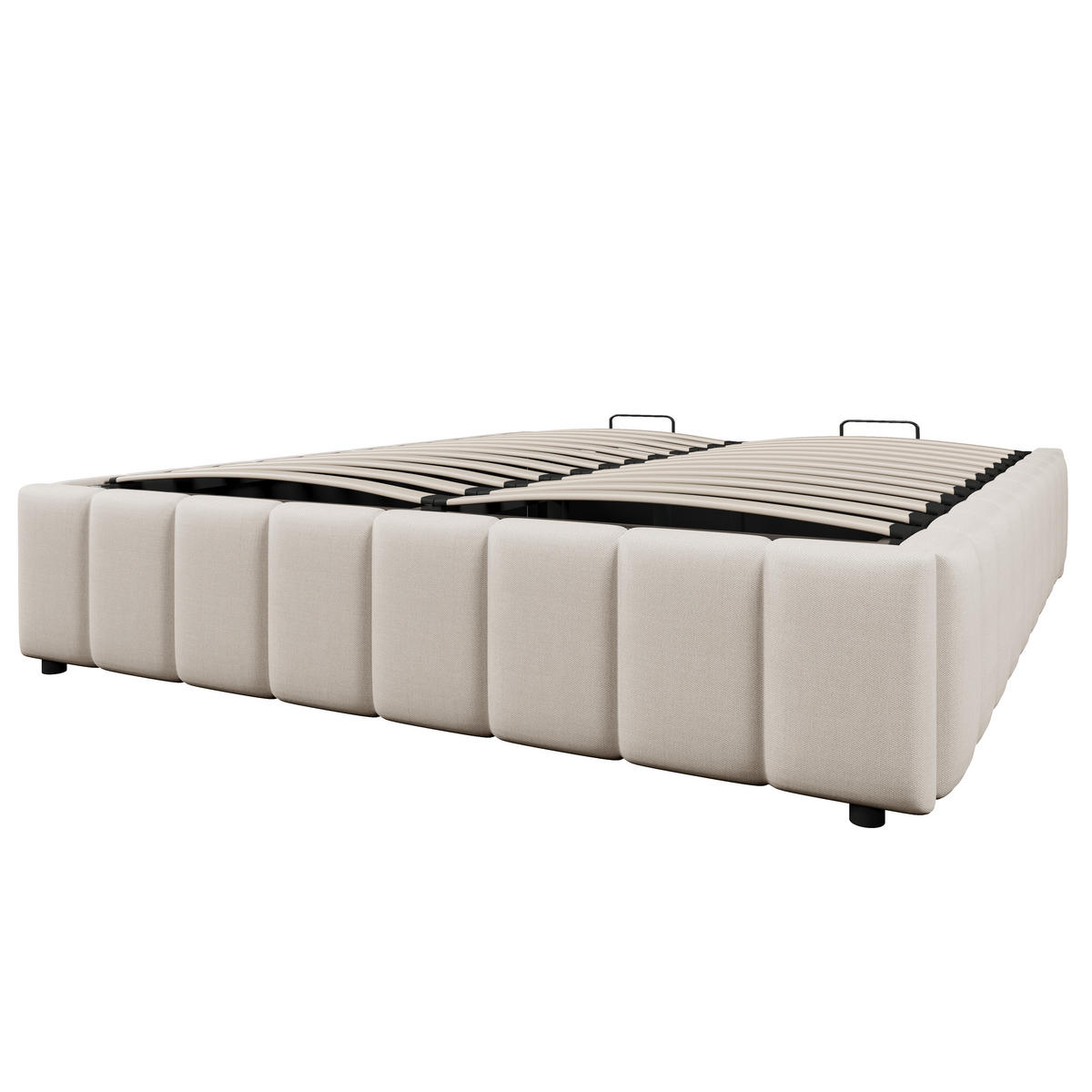 POLSTERBETT 140x200cm Beige hydraulische Lagerung ohne Kopfteil - Beige, Holz (140/200cm) - FLIEKS