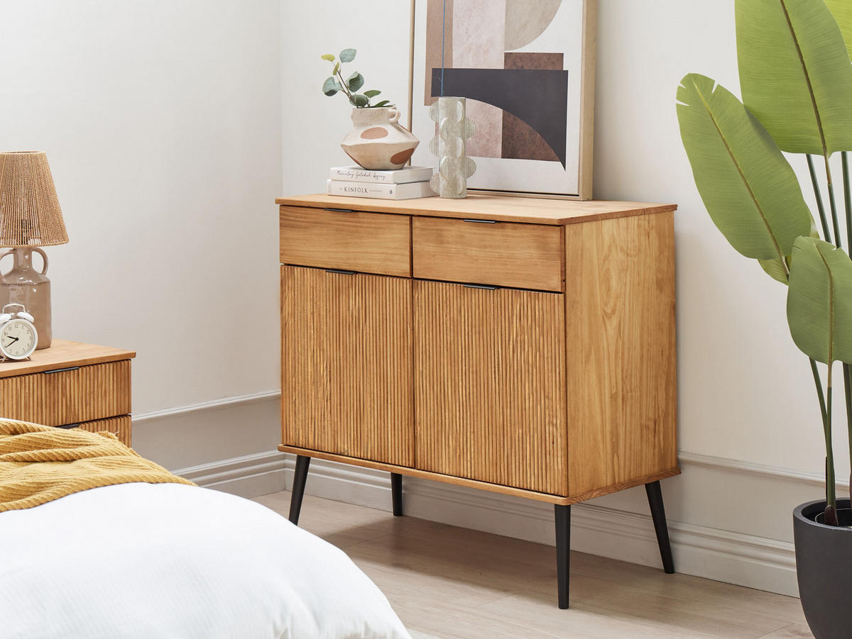 SIDEBOARD se 2 dveřmi Borovicové dřevo Hnědý Timmins - hnědá, dřevo (100/90/45cm) - Beliani